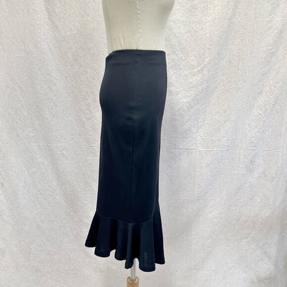 Rockabilly pinup black ponte knit bodycon tulip midi skirt size small pull on - Picture 4 of 11